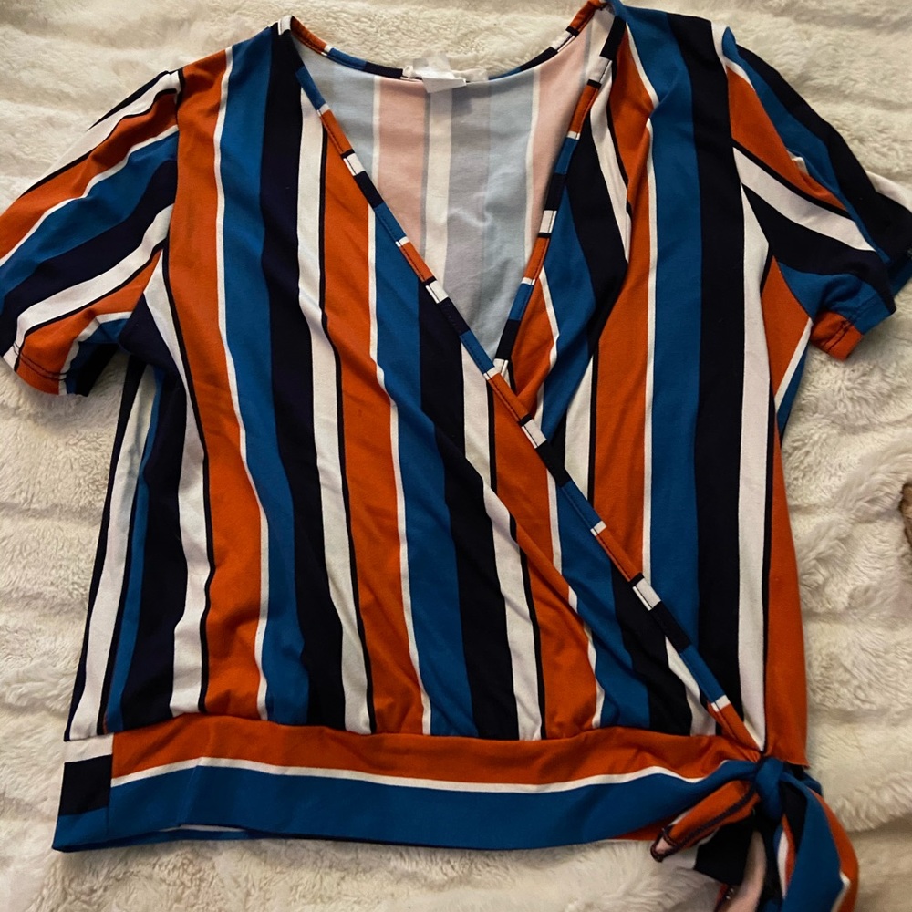 Orange and blue striped shirt